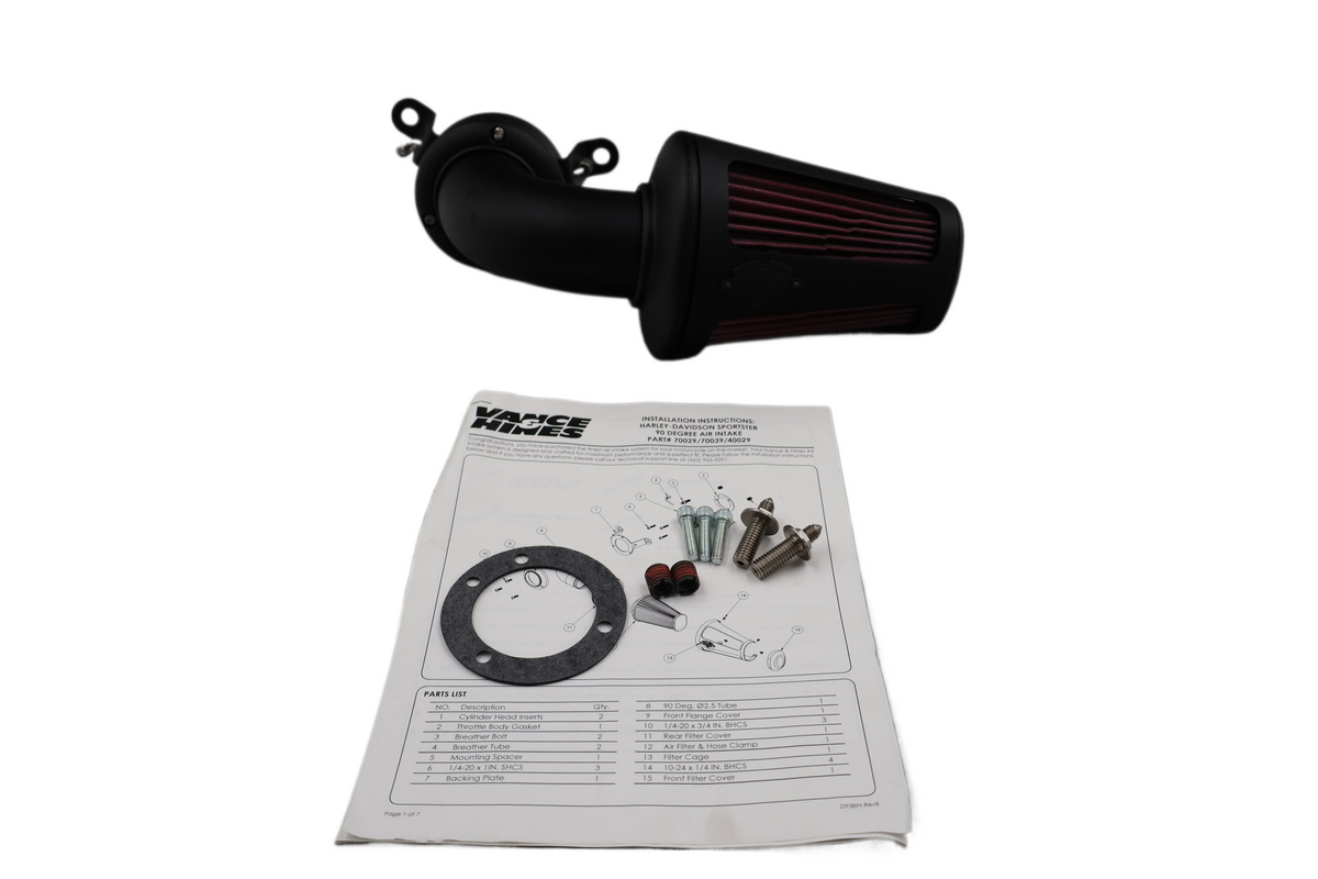 1991-2000 HARLEY SPORTSTER VANCE & HINES 90 DEGREE AIR INTAKE BLACK | NEW #40029