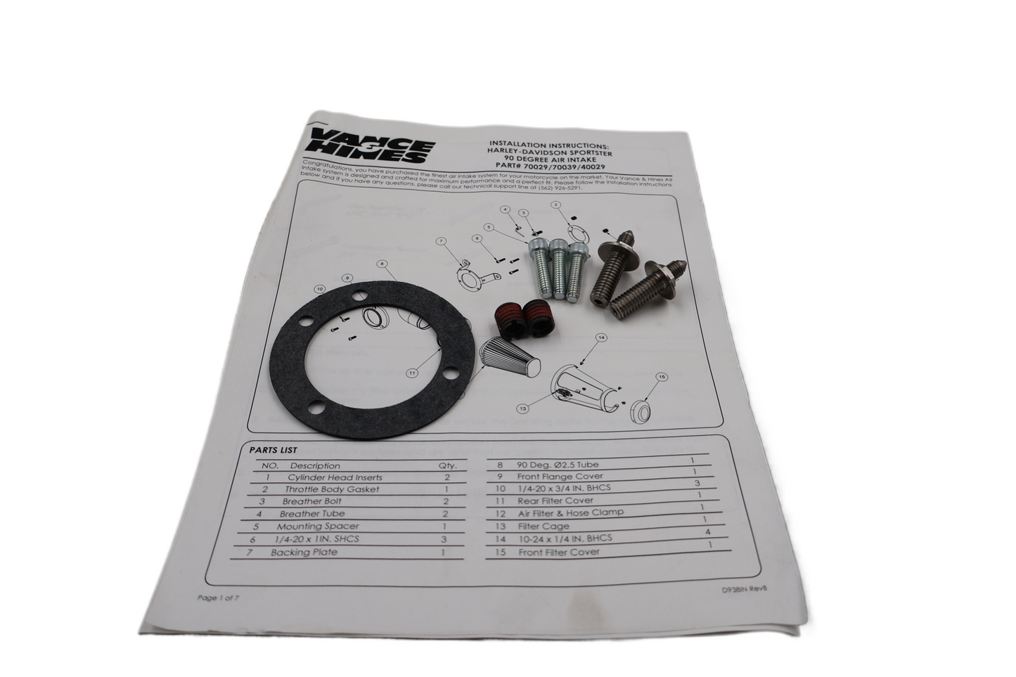 1991-2000 HARLEY SPORTSTER VANCE & HINES 90 DEGREE AIR INTAKE BLACK | NEW #40029