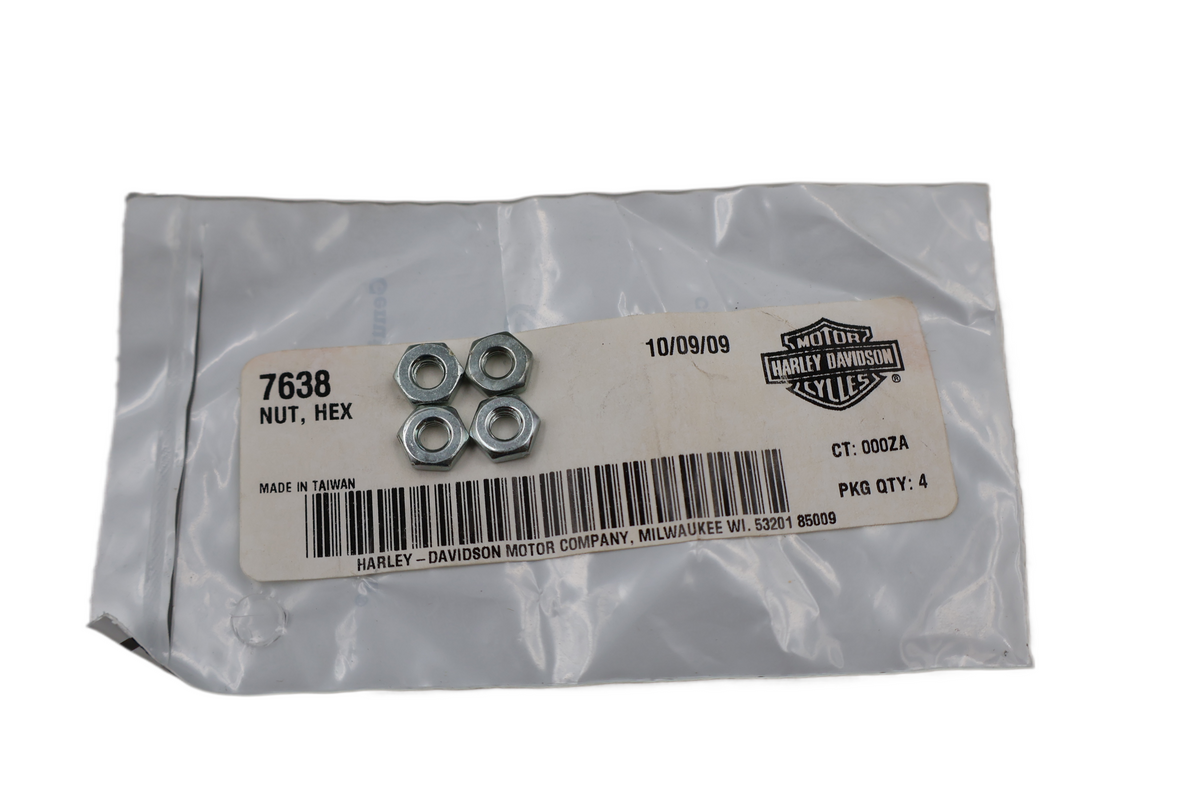 HARLEY-DAVIDSON HEX NUT 10-32 X 1/8" X 3/8" 4-PACK | NEW OEM | PART #7638
