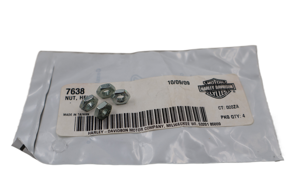 HARLEY-DAVIDSON HEX NUT 10-32 X 1/8" X 3/8" 4-PACK | NEW OEM | PART #7638