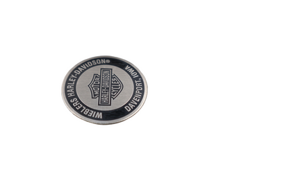 WIEBLERS HARLEY-DAVIDSON DAVENPORT IA DEALER OIL TANK DIP DOT DECAL 1-1/8" | NEW