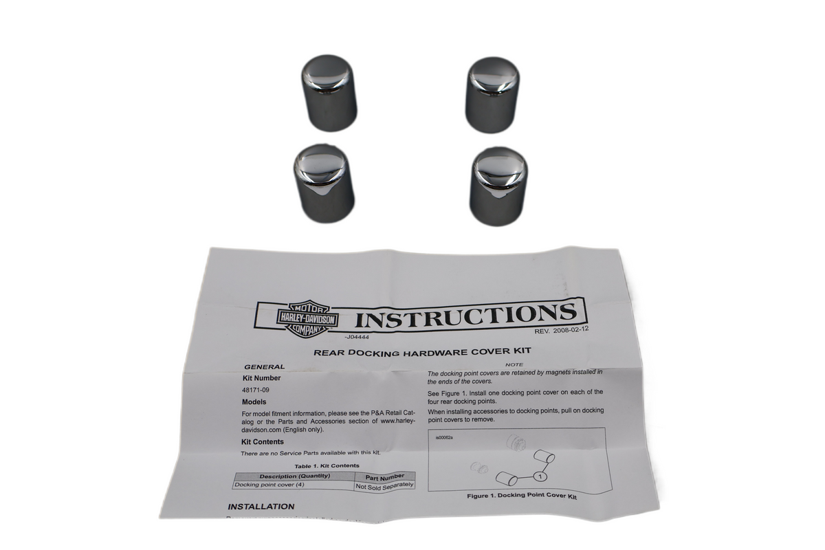 2009-UP HARLEY TOURING REAR DOCKING POINT COVER KIT CHROME | NEW OEM | 48171-09