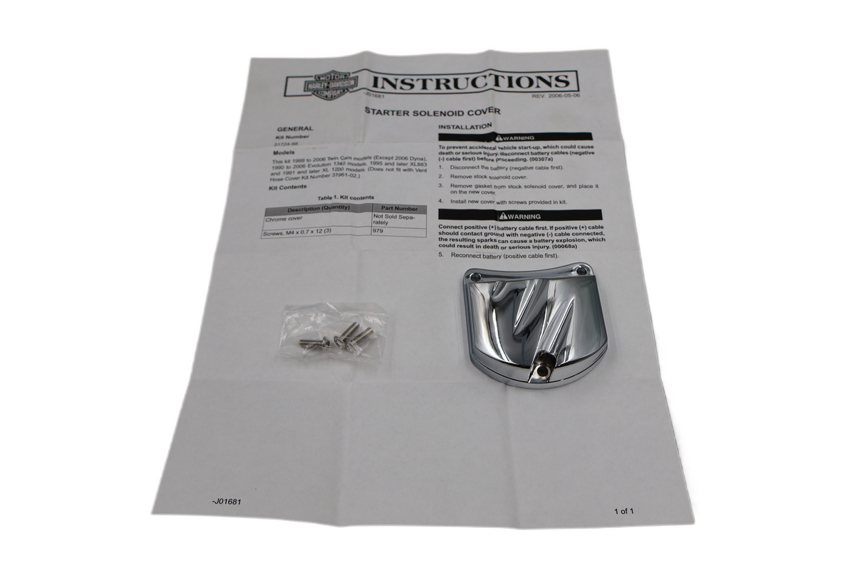 HARLEY TWIN CAM EVO SPORTSTER STARTER SOLENOID COVER | CHROME | NEW OEM 31724-98