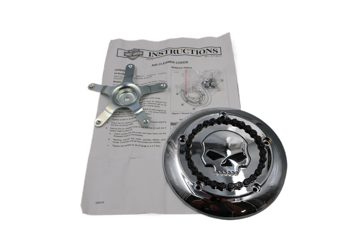 HARLEY SOFTAIL SKULL CHAIN DIAMOND ICE AIR CLEANER INSERT | NEW OEM 61400021