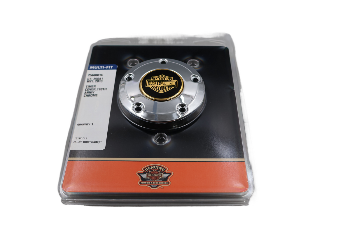 HARLEY TWIN CAM TIMER COVER | 110TH ANNIVERSARY CHROME | NEW OEM | #25600016
