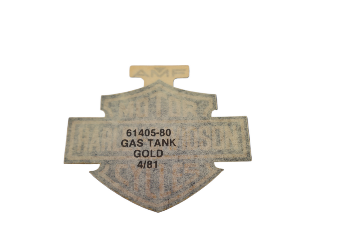 HARLEY XL FX FXB FXW AMF GAS TANK DECAL | BLACK/GOLD | NEW OEM | PART #61405-80