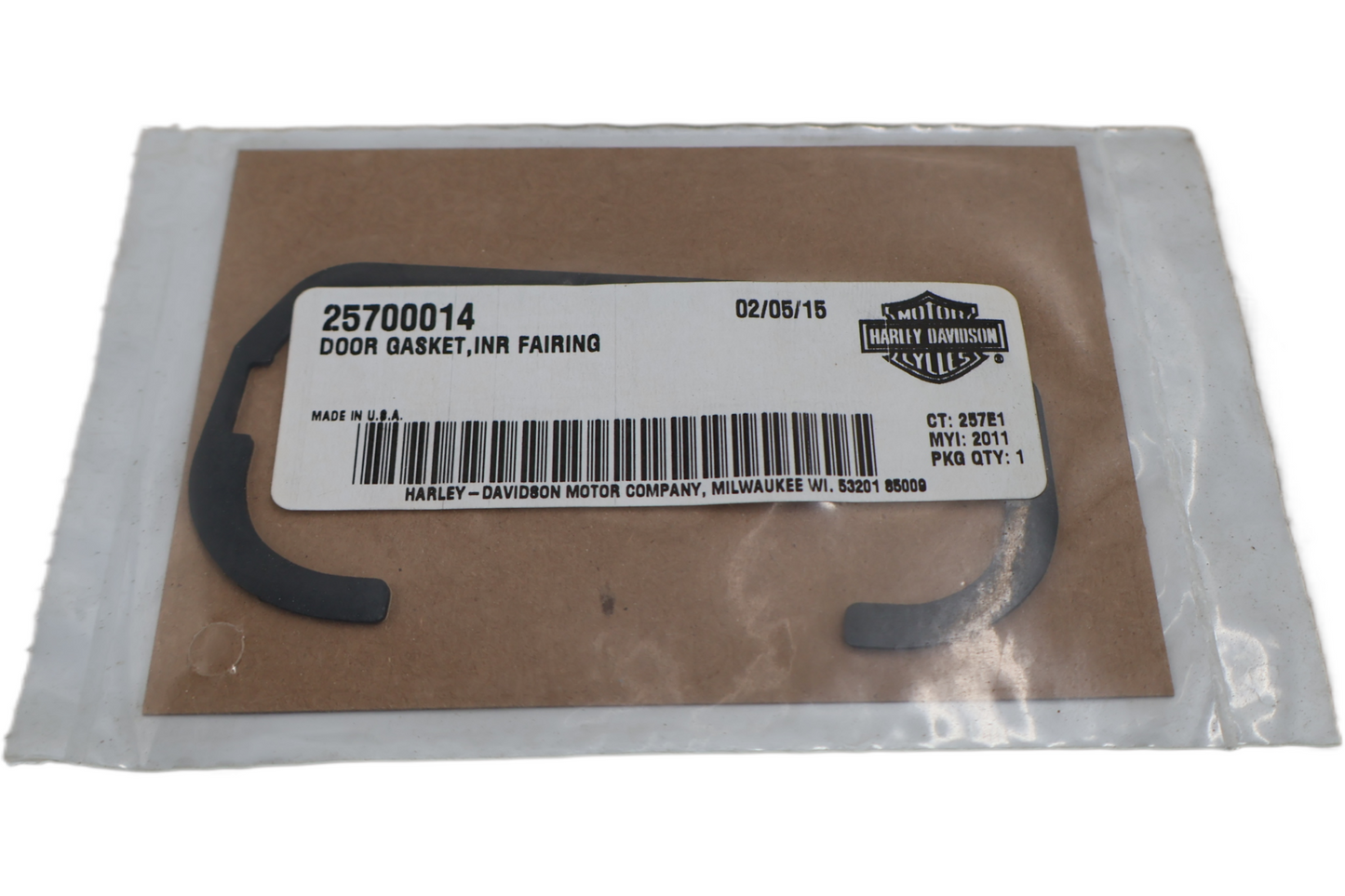 25700014 NEW OEM 2011-2012 HARLEY-DAVIDSON FLSTSE/2 INNER FAIRING DOOR GASKET