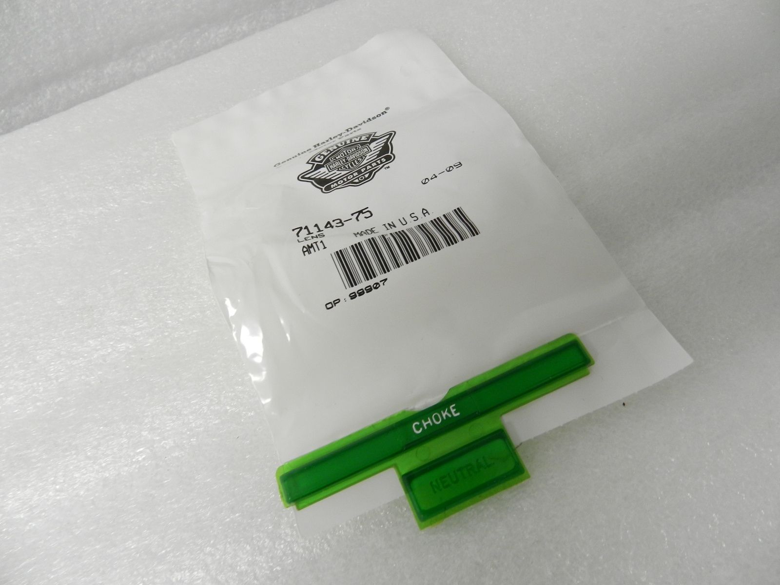 71143-75 NEW OEM 1975-1984 HARLEY-DAVIDSON CHOKE NEUTRAL LENS FL FLH FXWG FXST