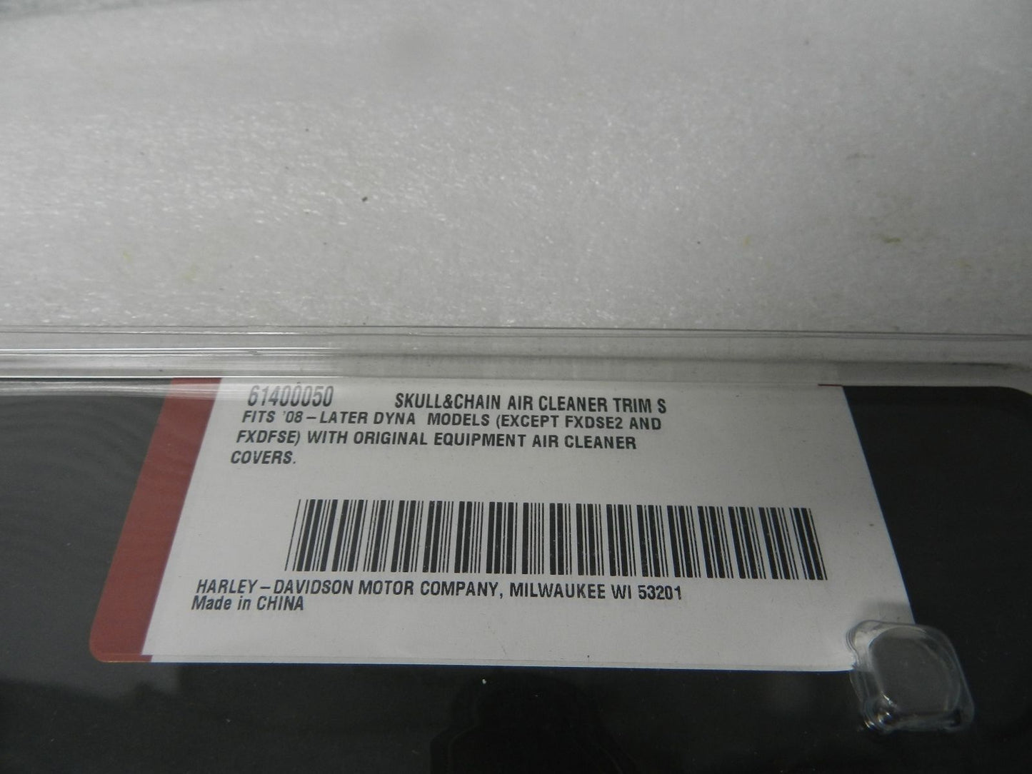 61400050 NEW 2008 AND NEWER HARLEY-DAVIDSON DYNA SKULL & CHAIN SMOKEY CHROME AIR CLEANER TRIM