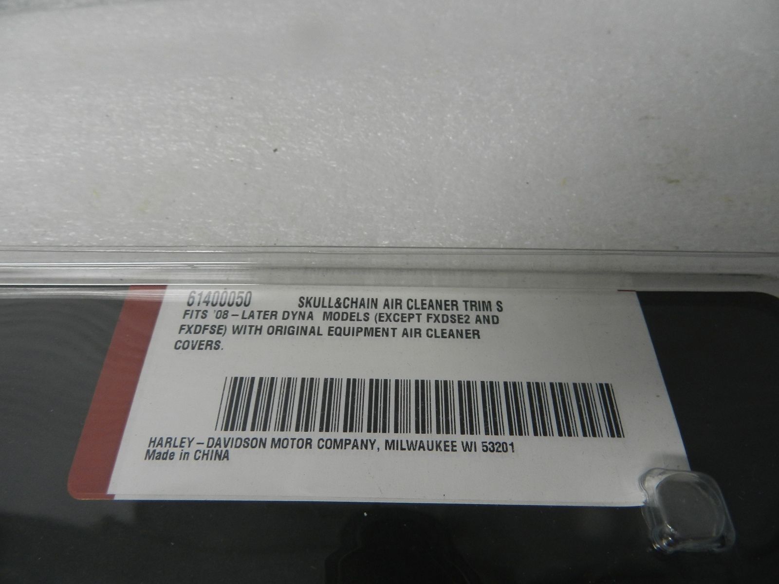61400050 NEW 2008 AND NEWER HARLEY-DAVIDSON DYNA SKULL & CHAIN SMOKEY CHROME AIR CLEANER TRIM