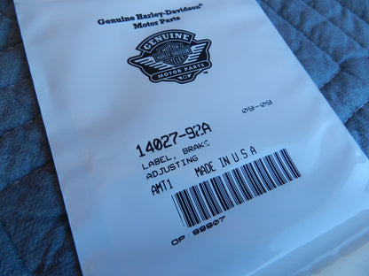 14027-92A NEW OEM HARLEY-DAVIDSON BRAKE ADJUSTING LABEL DECAL FXR FLHS