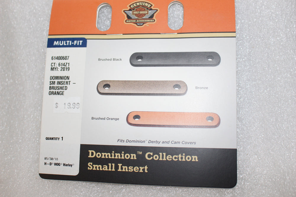 61400607 NEW OEM HARLEY-DAVIDSON DOMINION DERBY COVER BRUSHED ORANGE INSERT