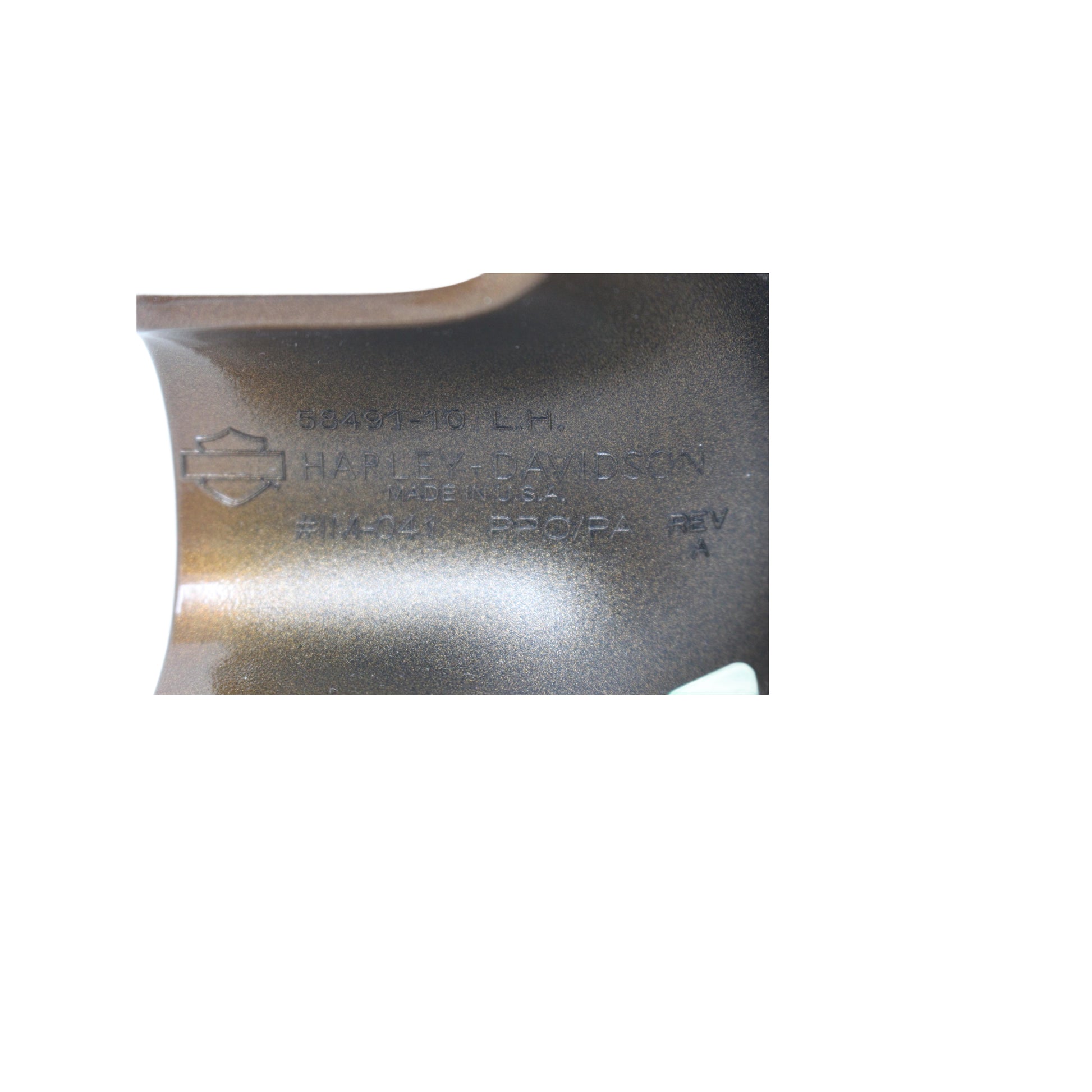 58491-11DFX NEW OEM HARLEY-DAVIDSON CVO LEFT LOWER FAIRING CAP VINTAGE GOLD,