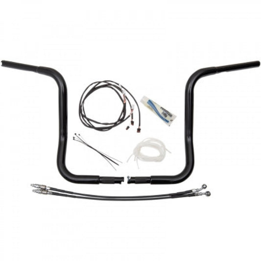 909214-b NEW FBI FATBAGGERS 14" 1 1/4" POINTED BLACK HANDLEBAR KIT FOR HARLEY TOURING