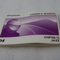 NEW OEM 2004 HONDA CHF50/S JAZZ OWNERS MANUAL 00X31-GET-8200