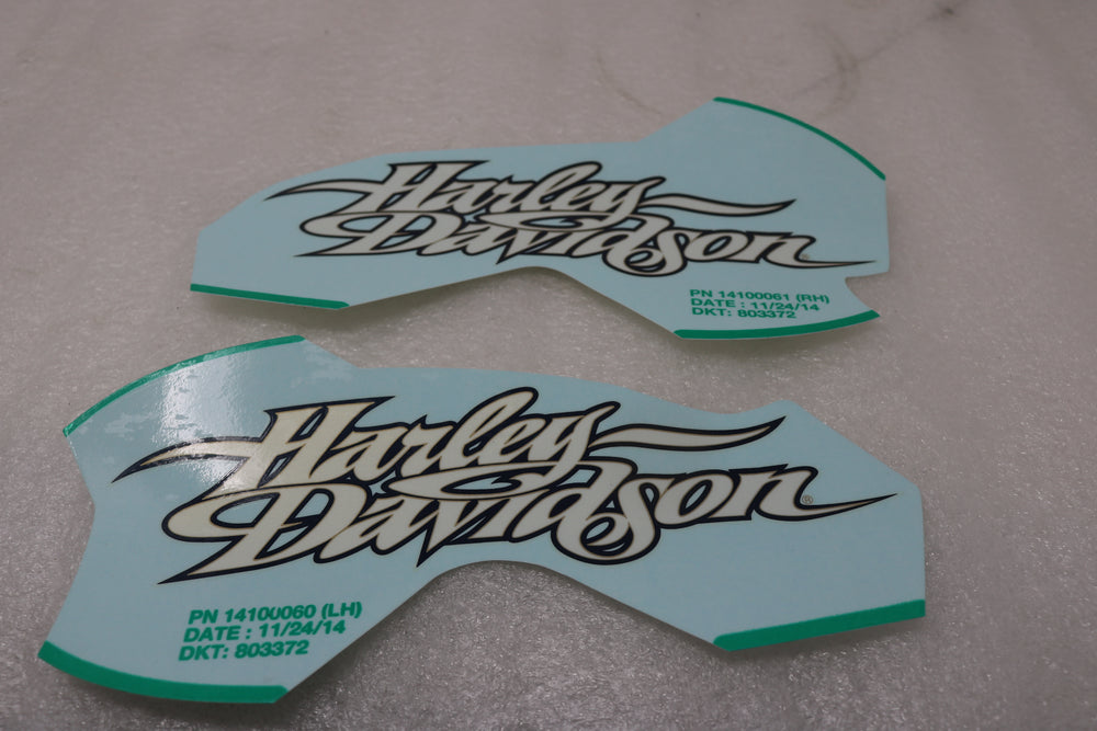 NEW OEM HARLEY SPORTSTER DYNA TOURING DECALS PAIR SET GAS TANK DECAL 14100060