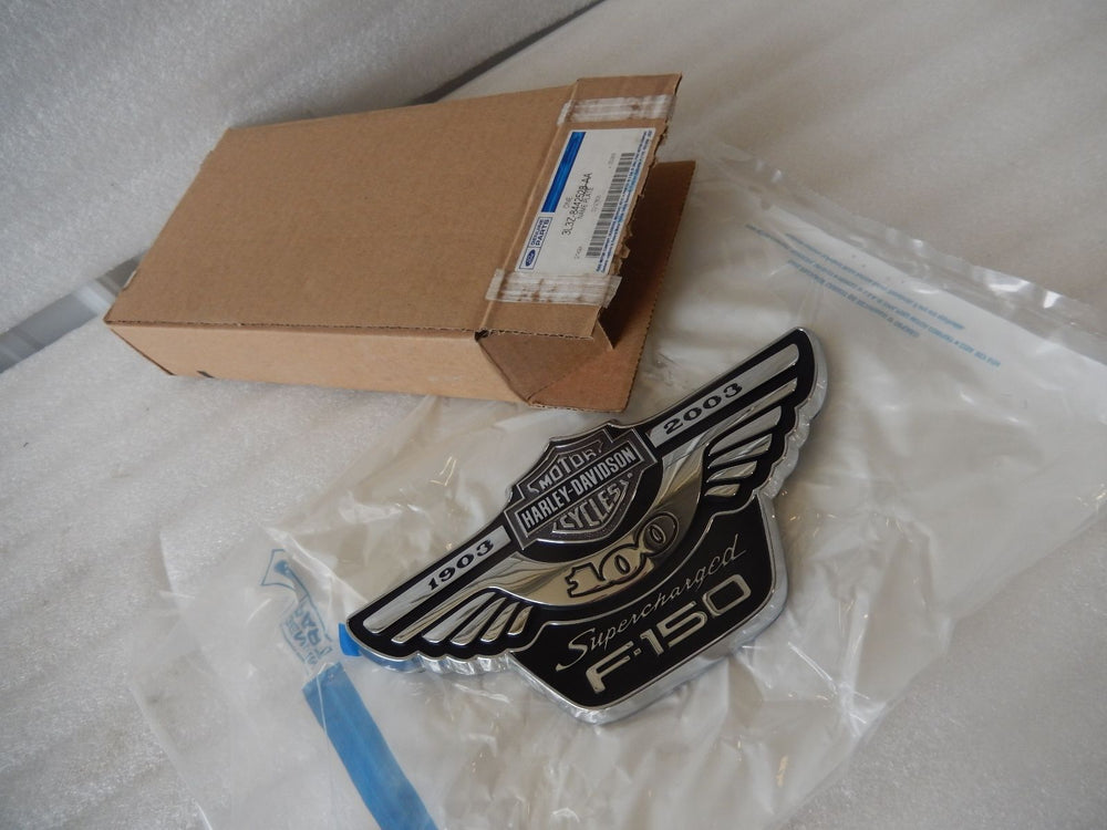 NEW OEM NOS FORD HARLEY F-150 SUPERCHARGED 100TH EMBLEM 3L3Z-8442528-AA