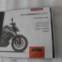 NEW OEM KTM REPAIR MANUAL CD 11-17 125/200/250/390 DUKE 3206303