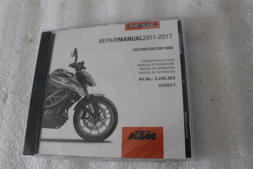 NEW OEM KTM REPAIR MANUAL CD 11-17 125/200/250/390 DUKE 3206303